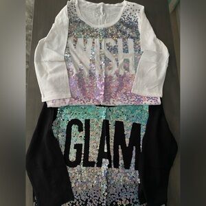 Justice Sequin 'Wish' and 'Glam' Long Sleeve Shirt Set of 2